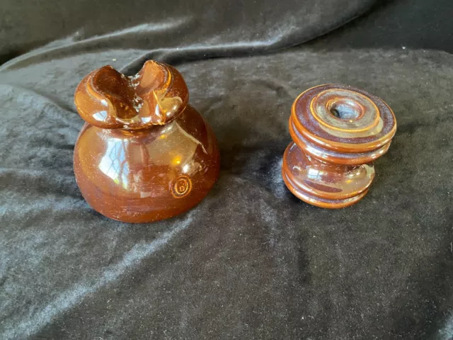 Vintage OHIO BRASS large Brown Glazed Ceramic INSULATOR telephone pole