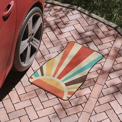 Tapete de piso de automóvil a rayas retro, colorido tapete de piso de automóvil vintage retro para sol