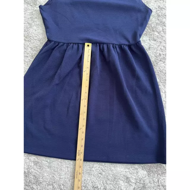 Soprano Womens Fit & Flare Dress Blue Stretch Short Sleeveless Lace Mini XL 2
