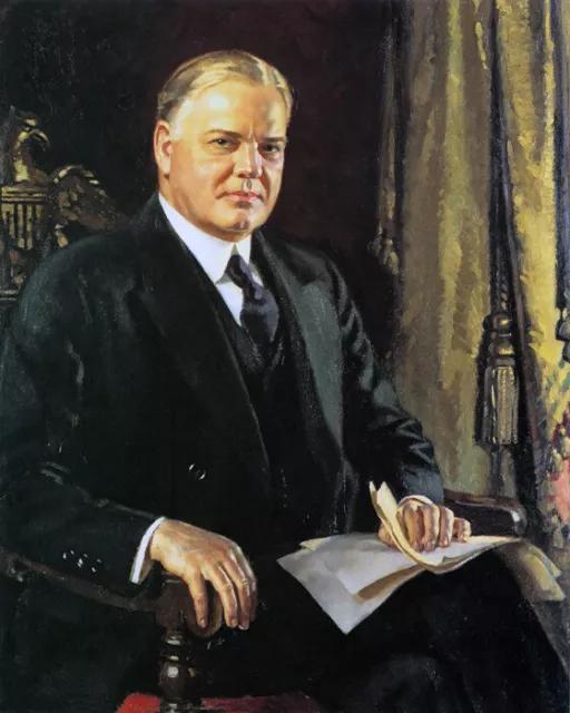Herbert Hoover Usa President Portrait American Painting Repro