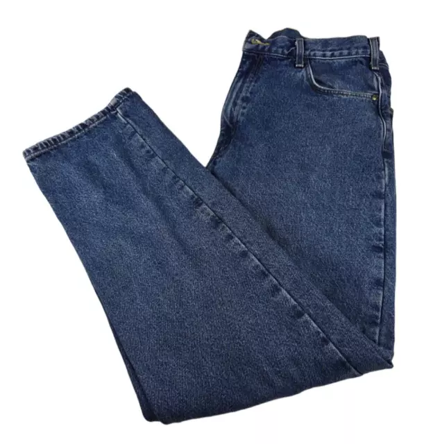Carhartt Flannel Lined Blue Denim Jeans Relaxed Fit Men's 38x34 Heavy Work