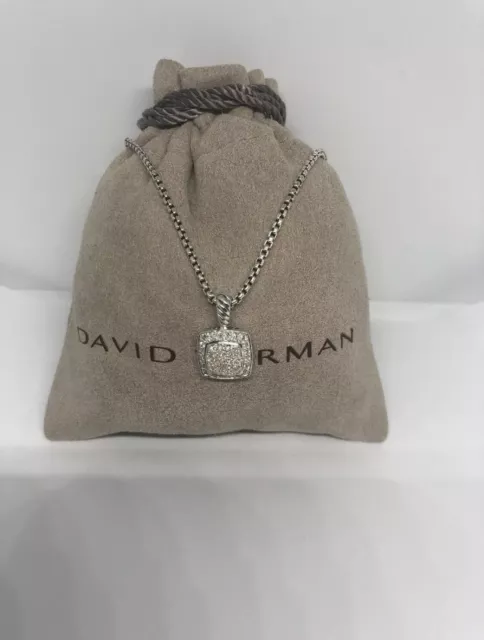 David Yurman Pave Diamond Petite Albion Pendant Necklace 16-17'