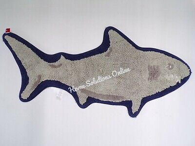 Pottery Barn Kids Alfombra Estera de Ducha Baño de tiburón submarina Océano Azul Gris #9794A