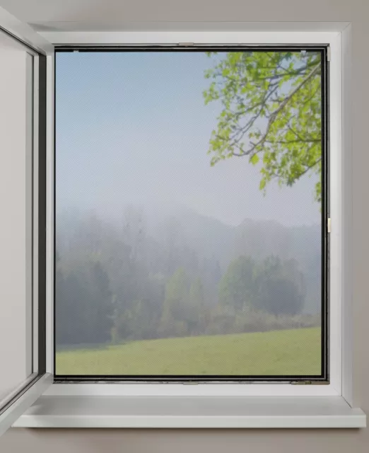 Moustiquaire Fenêtre 130 x 150 cm Amovible Fixation Simple Facile Scratch NOIR