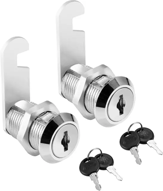 Juego de cerraduras para cámara de gabinete, paquete de 2 llaves similares 1" / 25 mm cerraduras para cámara de cilindro cable seguro