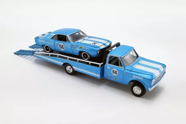 1967 CHEVY C-30 RAMP TRUCK W/ 1970 CHEVY TRANS AM CAMARO 1/64 scale DIECAST CAR