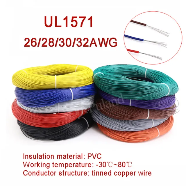 PVC Kabel Draht Litze Schaltlitze Einzelader Verdrahtung Flexibel 26/28/30/32AWG