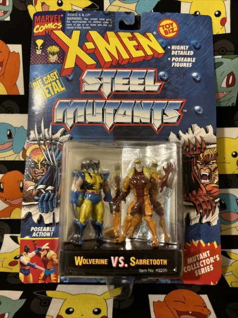 Marvel X-MEN Steel Mutants 1994 Wolverine Vs Sabretooth Action Figures Toy Biz