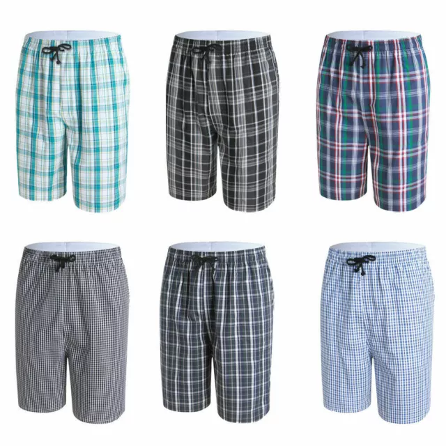 100% Cotton Mens Lounge Shorts Pyjamas Bottoms Night Sleepwear With Pockets