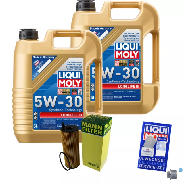 Mann-Filter Filtro de Aceite 10/L Liqui Moly Longlife 3 III 5W-30 para Audi