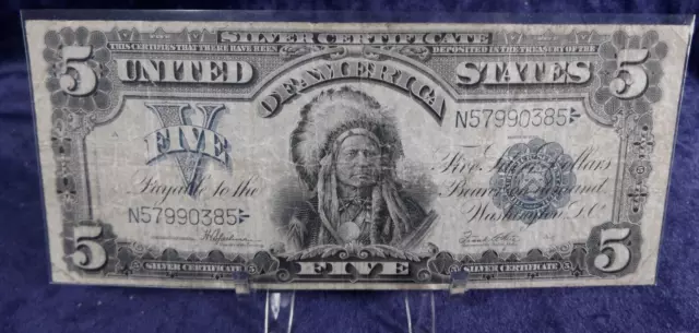 1899 Silver Certification $5  FR281 Indian Chief - Very Nice