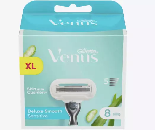 Gillette Venus  Rasierklingen, Deluxe Smooth Sensitive XL, 8St Empfindliche Haut