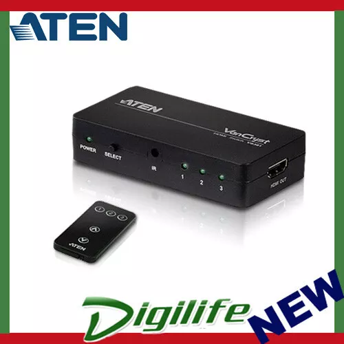 Aten VanCryst 3 Port HDMI Video Switch with Audio and Infra-Red Remote Control