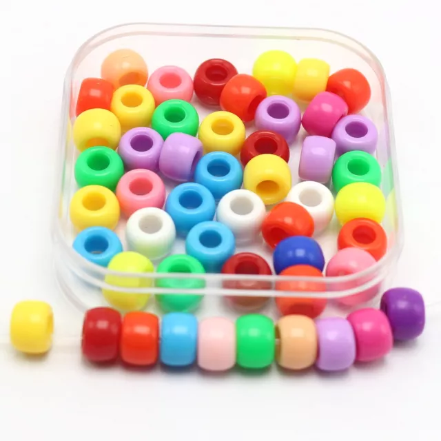 1000 Mixed Colour Acrylic Barrel Pony Beads 9X6mm for Kids Craft Kandi Bracelet