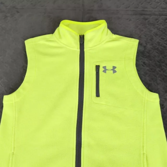 Under Armour Vest Sleeveless Full Zip Reflective Yellow Highlighter Girls Large