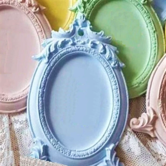 Moule silicone cadre photo miroir 24cm déco feuilles fleurs pour plâtre