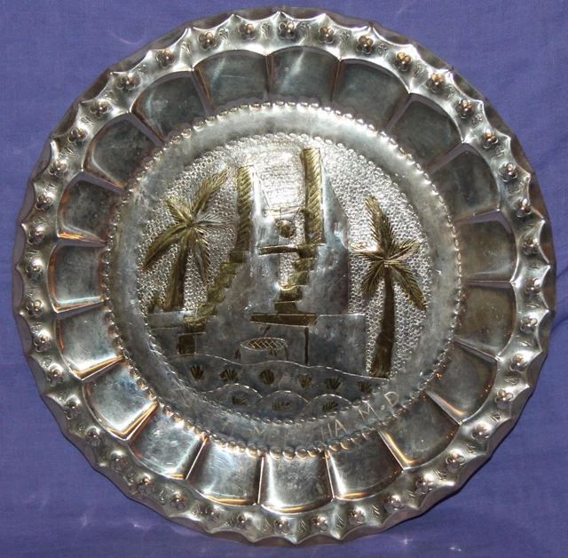 Vintage metal wall hanging plaque landscape