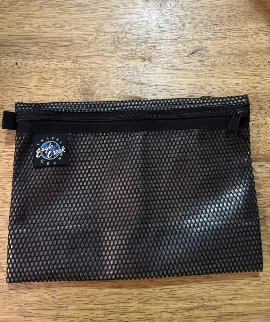 Eagle Creek Travel Gear Black Metallic Storage Bag Packing Mesh Zip Clip Clear