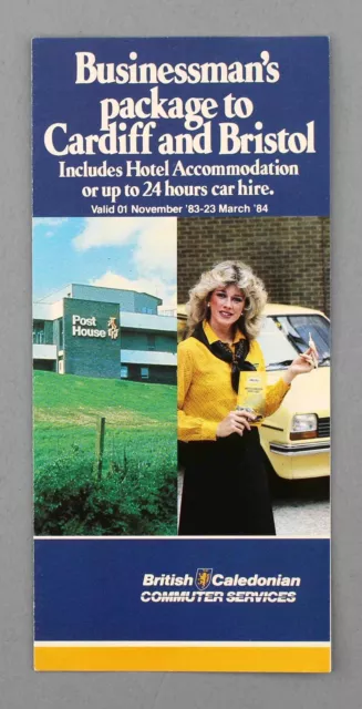 British Caledonian Commuter Services Airline Timetable Genair 1984 Lgw Brs Cwl