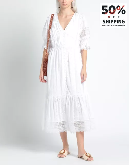 RRP €440 SELF-PORTRAIT Broderie Anglaise Midi Dress UK14 US10 IT46 XL White