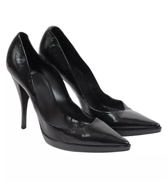 Pierre Hardy Womens Platform Pumps US 9 EU 39 Black Crinkled Leather 120mm Heels