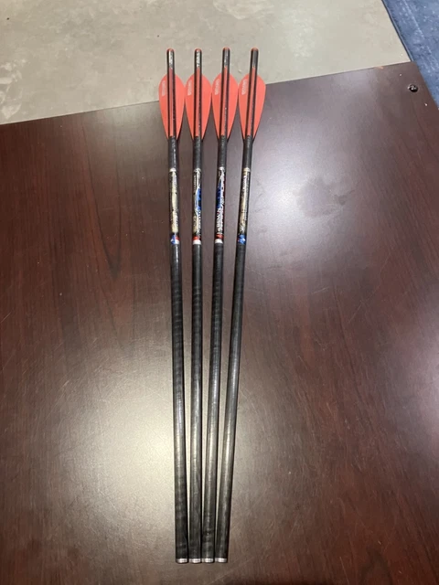 4 Easton Beman Pork Chop Crossbow Carbon Bolts 20" Flat Back Nocks Red Fletching