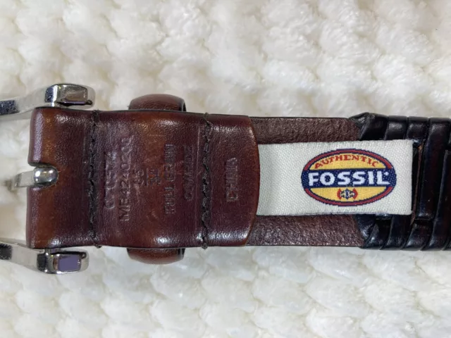 Fossil Leather Belt Mens Sz 34/85 Vintage Cowhide Leather Embossed