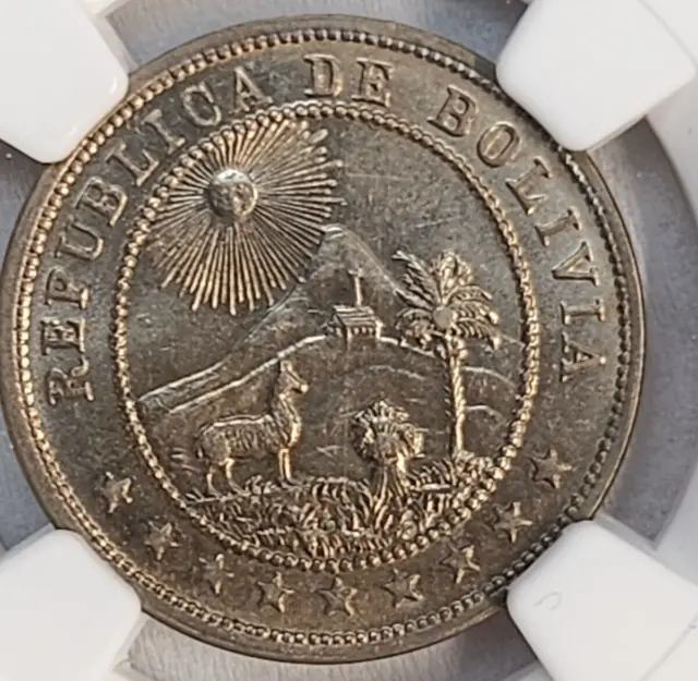 1935 Bolivia 10 centavos coin NGC Rated MS 65