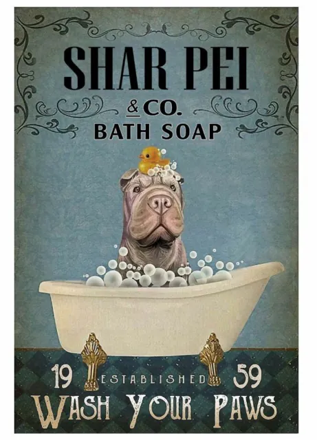 Shar Pei And Co Bath Soap Dog Poster Print Wall Art For Living Bedroom Office