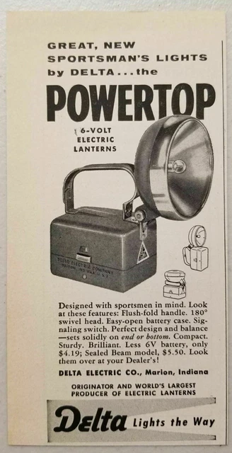 1957 Print Ad Delta Powertop Electric Lanterns Marion,Indiana