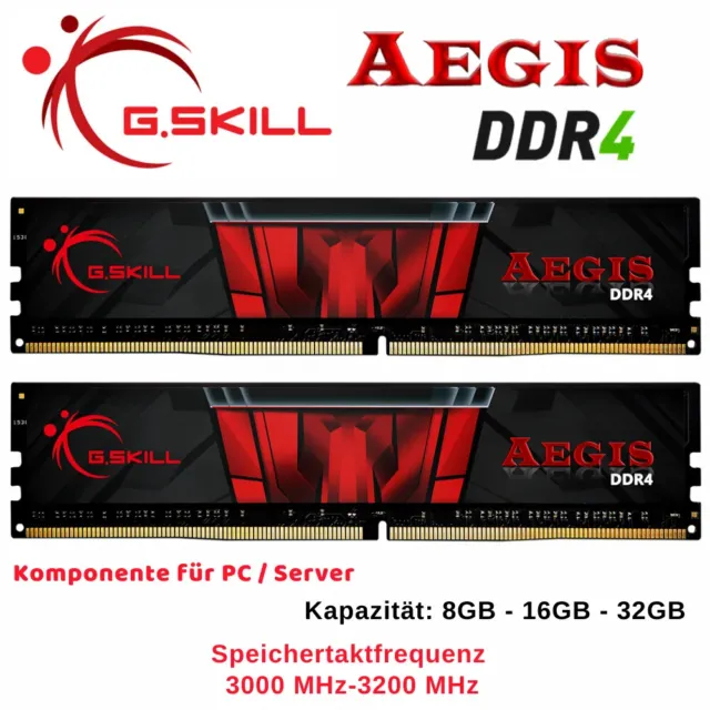 Arbeitsspeicher DDR4 Ram PC Desktop G.Skill Aegis F4 8GB 16GB 32GB CL16 Gaming