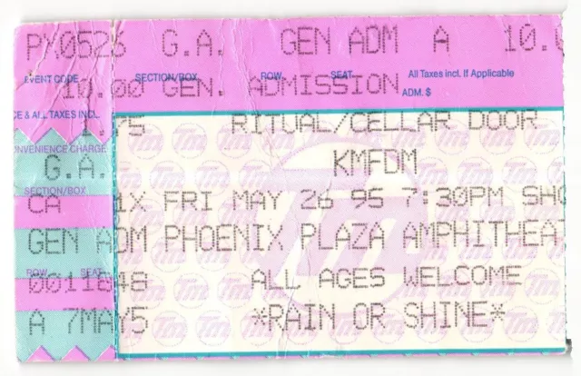 Vintage 1995 KMFDM Concert Ticket Stub Pontiac MI