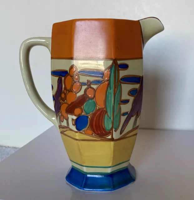 Rare 1930s Clarice Cliff Art Deco Hand painted Fantasque Pitcher