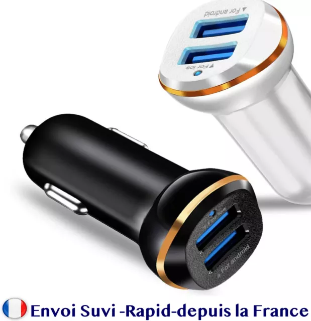 CHARGEUR VOITURE ALLUME CIGARE USB DOUBLE PORT TELEPHONE IPHONE SAMSUNG iPAD