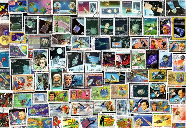 100 All Different Satellites (Space)  On  Stamps