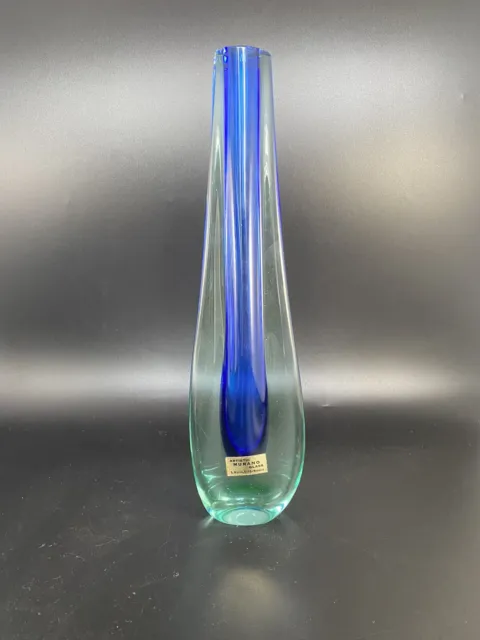 Artistic Murano Beautiful Glass Tear Drop Thin Vase Light and Dark Blue Delicate