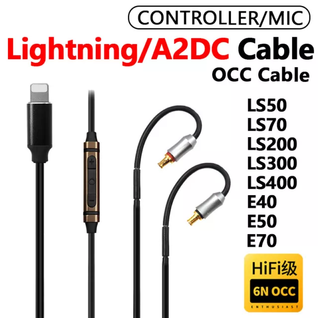 HiFi A2DC Earphone Cable for Audio Technica ATH-LS50 LS70 E40 E50 E70 with Mic 2