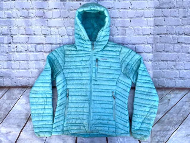 Womens PATAGONIA Polar Blue Goose Ultralight Down Hoody Puffer Zip Jacket Small