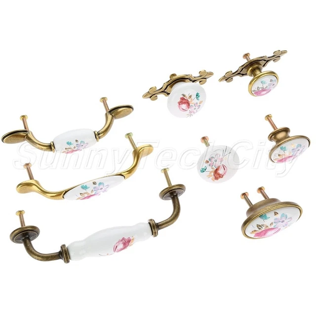 1x Vintage Door Cabinet Wardrobe Dresser Handles Flower Pulls Cupboard Bin Knobs