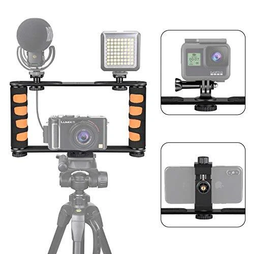 Zeadio Métal Rig vidéo Ajustable Stabilisateur de poignée pour iPhone Samsung...