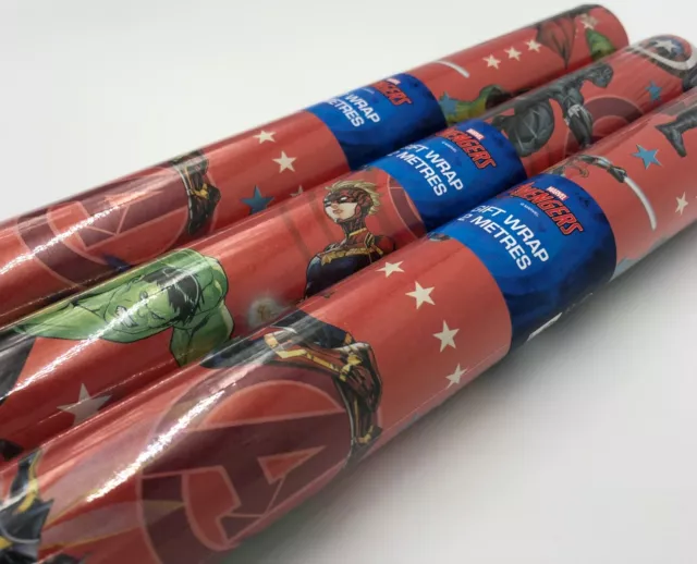 6M OFFICIAL MARVEL AVENGERS WRAPPING PAPER by HALLMARK 3 X 2M ROLLS-BIRTHDAY