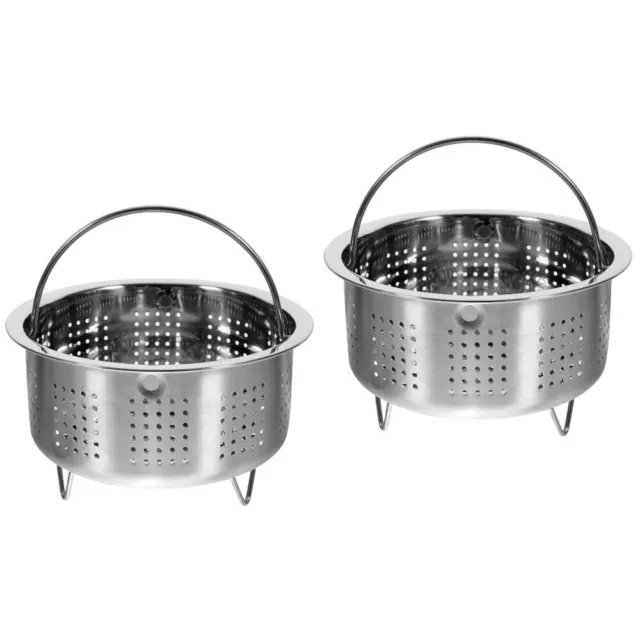 Set of 2 Seafood Steam Basket Stainless Steel Rice Steamer Multifunction