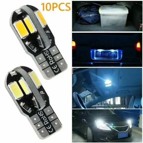 Pack Of 10 T10 501 W5W Car Led Bulbs  White Error Free Canbus Xenon White Uk