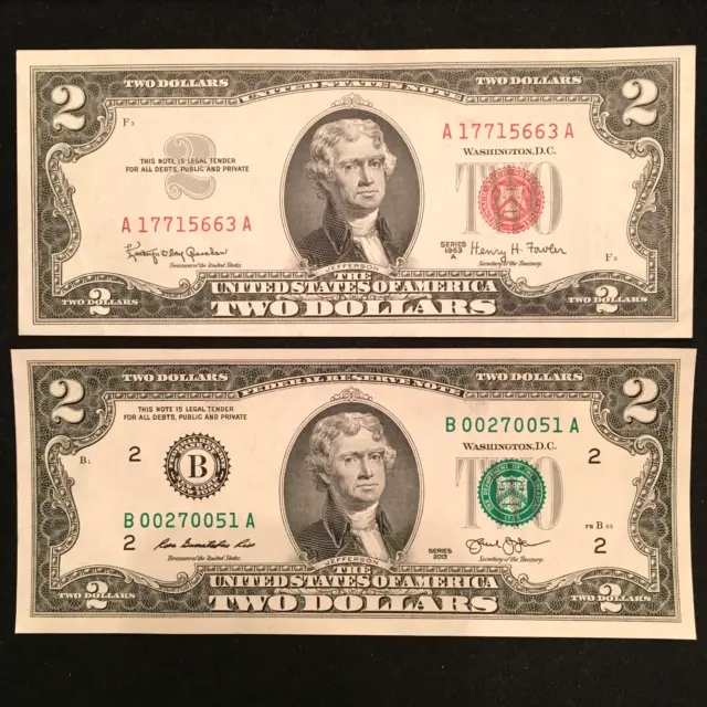 $2 Red Seal & $2 Federal Reserve Note