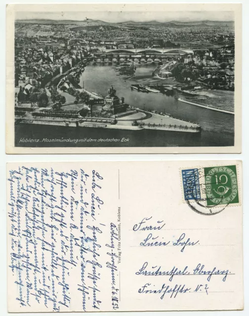 09037 - Koblenz - Moselle estuary - German corner - postcard, run 6.12.1952