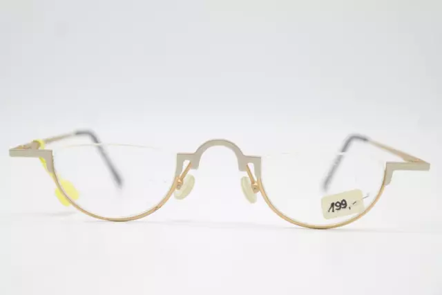 Vintage Lunettes Locco HALF MOON Or Argent Démi Monture Lunettes