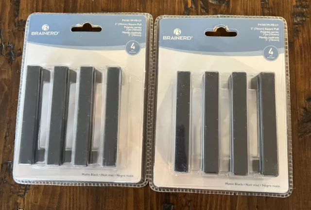 2- Brainerd 4-pack 3” Square Pull Cabinet Door Handle Matte Black Pulls Drawer