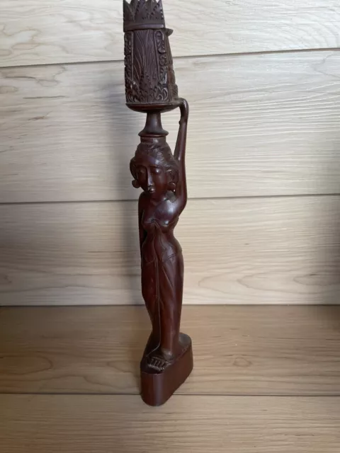 Vintage Carved Asian Oriental Woman Statue Figurine Gorgeous Detail 11”