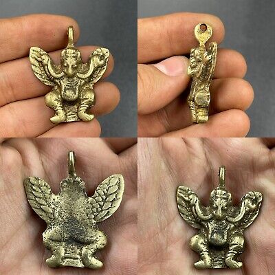 Amazing Near Eastern Old Bronze Unique Beast Figure Amulet Wearable