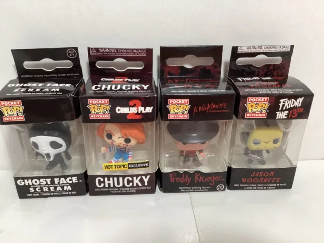 Funko Pop Horror Keychain 4 pack Jason, Freddy, Ghost Face, Chucky Hot Topic